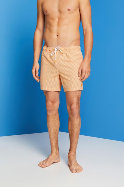 Textured swimming shorts with stripes