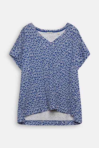 V-neck cotton t-shirt with mosaic print