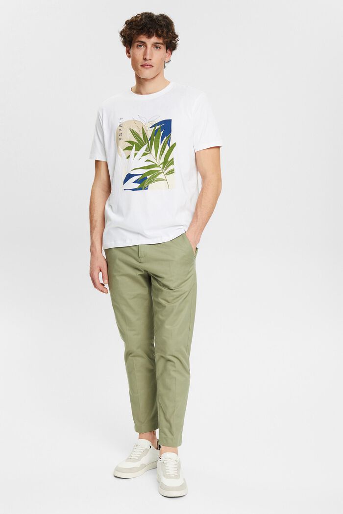 Jersey T-shirt with a plant print, WHITE, detail image number 6