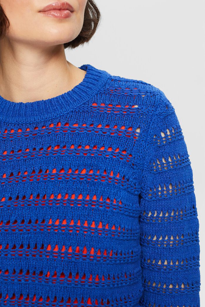 Open-Knit Sweater, BRIGHT BLUE, detail image number 3