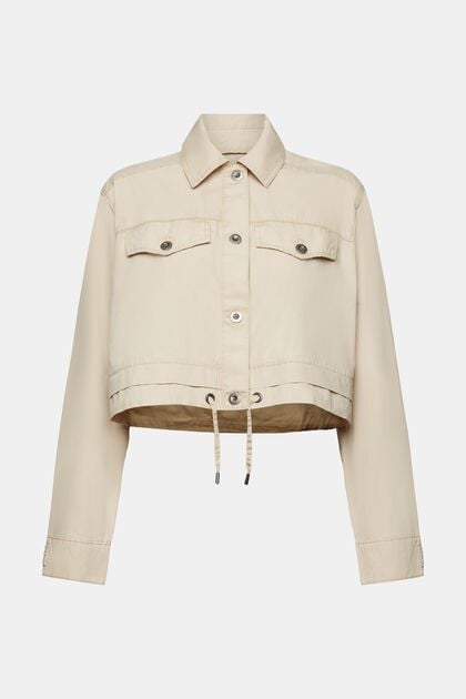 Cropped Tie-Front Cotton-Canvas Jacket