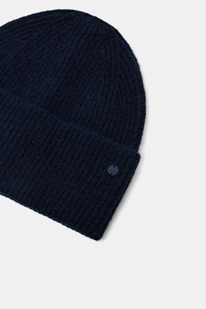 Ribbed-Knit Beanie, NAVY, detail image number 1