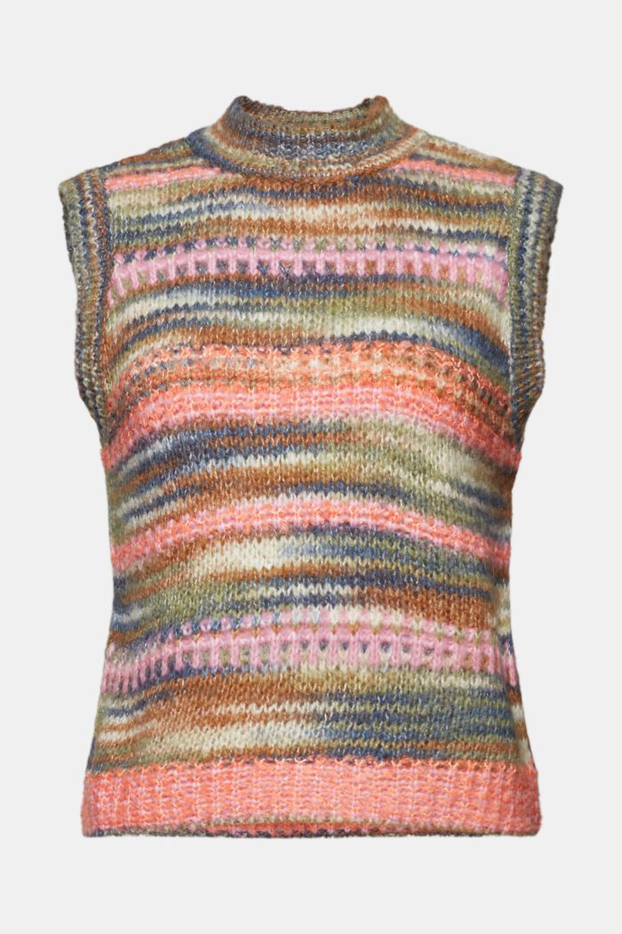 Striped Knit Vest, CORAL ORANGE, detail image number 6