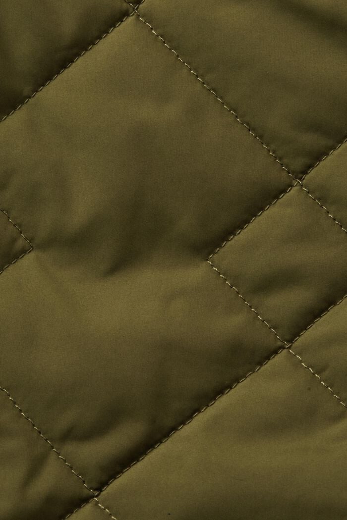 Reversible Quilted Sherpa Coat, DARK KHAKI, detail image number 5