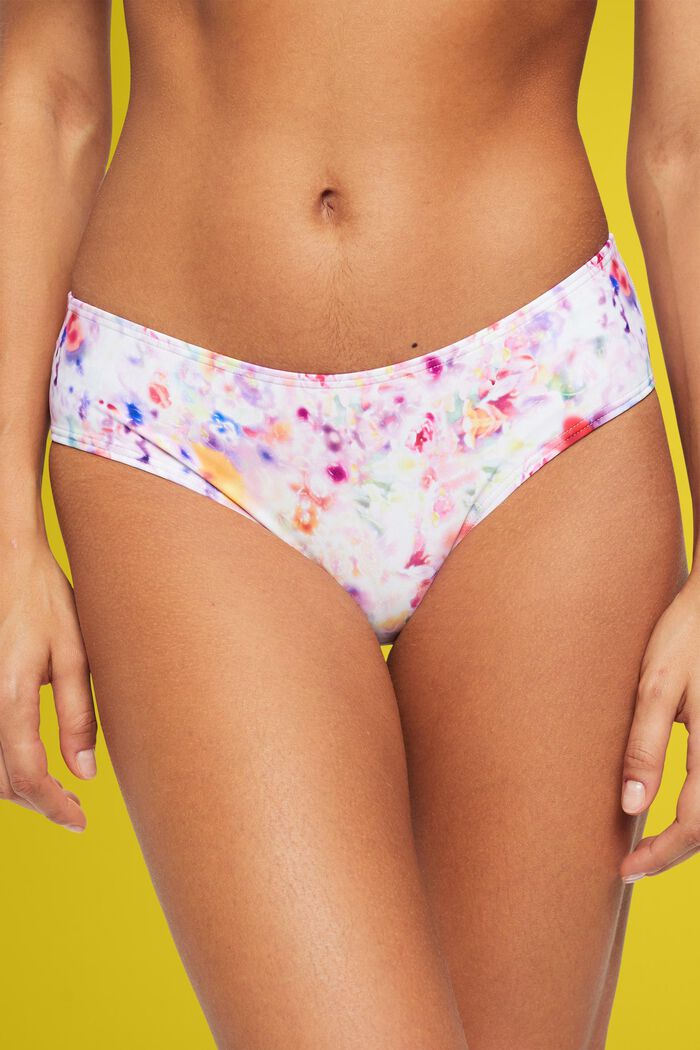 Hipster bikini bottoms with floral print, TEAL BLUE, detail image number 1