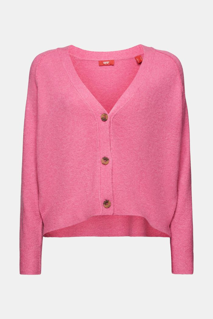 Button Front Cardigan, PINK FUCHSIA, detail image number 6