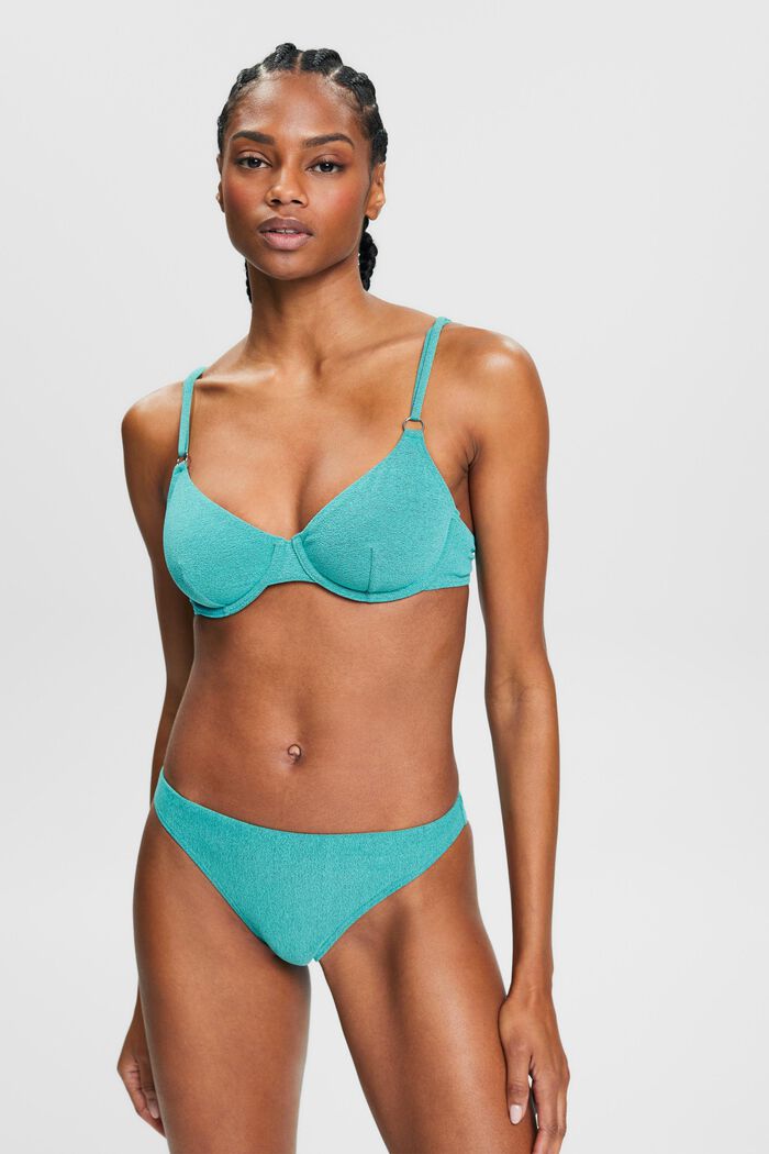 Two-Tone Underwire Bikini Top, AQUA GREEN, detail image number 0