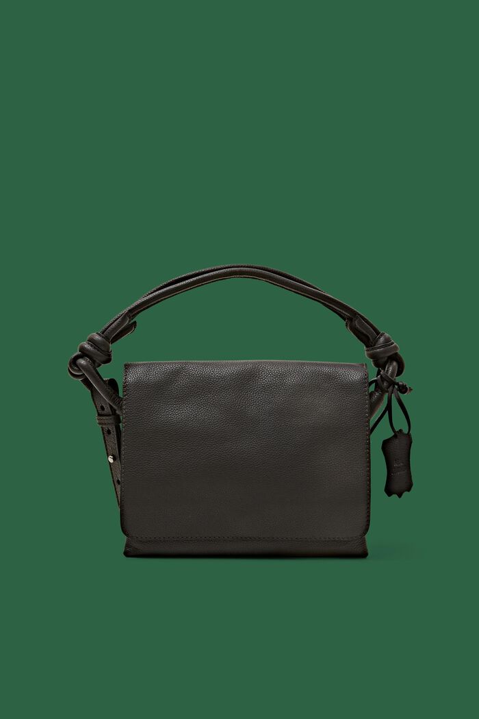 Small Leather Flap Bag, DARK GREY, detail image number 0