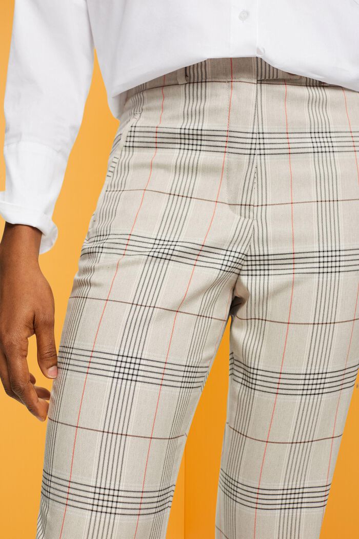 Chequered trousers with kick flare, LIGHT TAUPE, detail image number 2