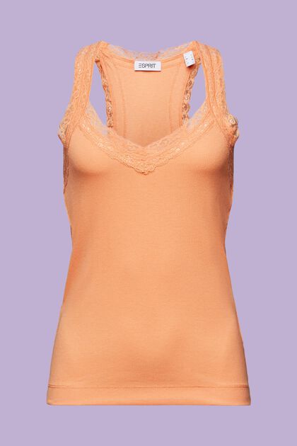 Lace Rib-Knit Jersey Top