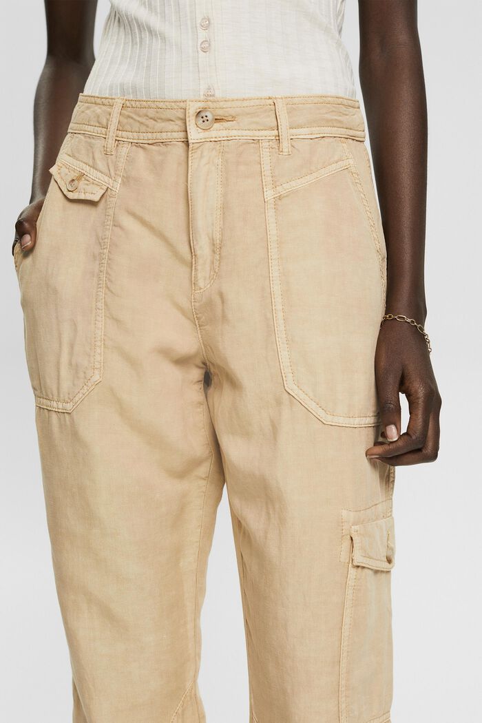 Linen blend: cargo trousers, SAND, detail image number 2