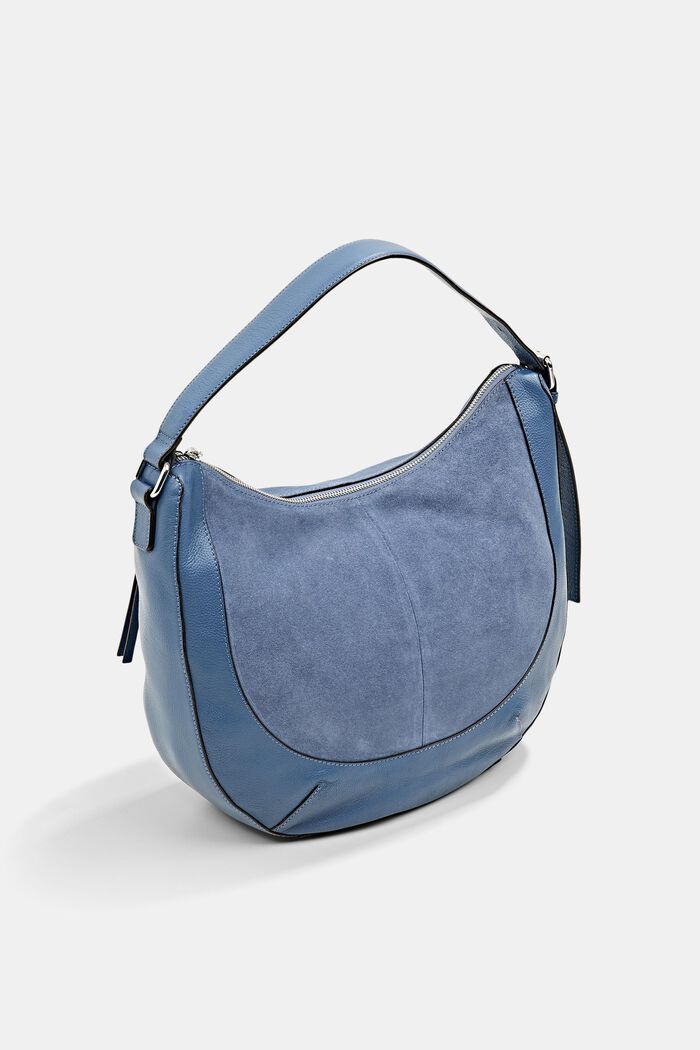 Leather bag in a material mix design, LIGHT BLUE, detail image number 5