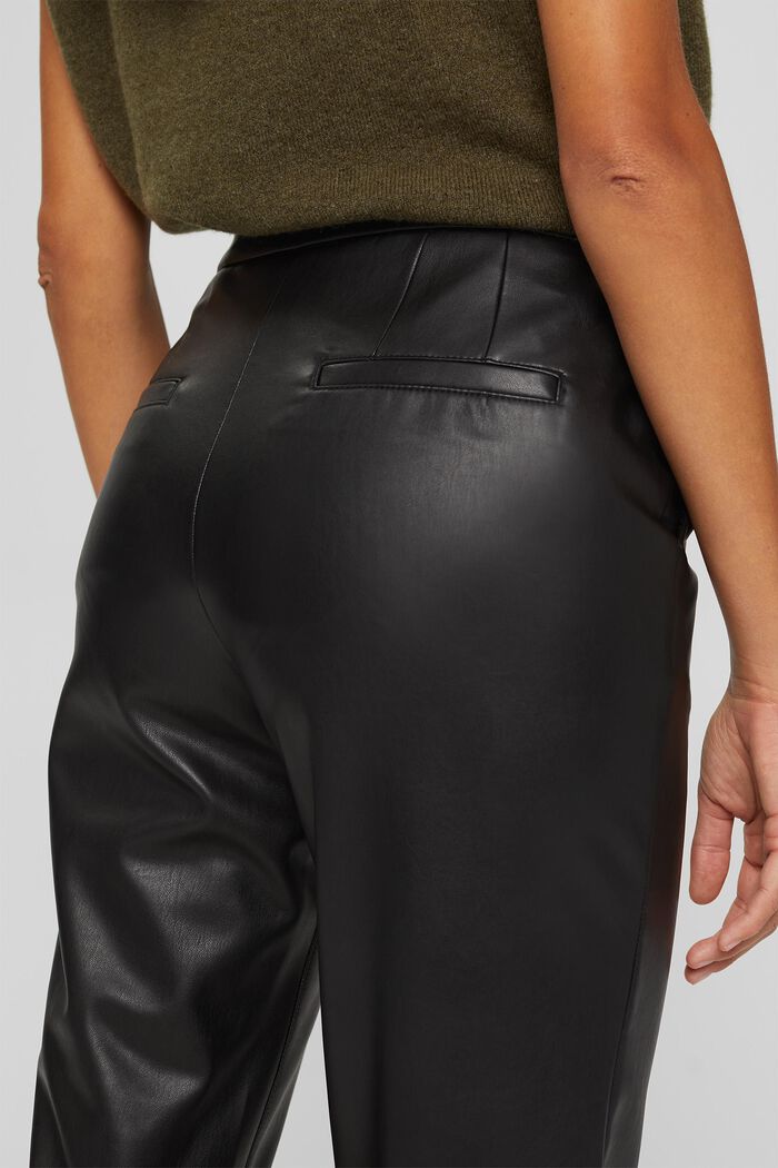 Cropped trousers in faux leather, BLACK, detail image number 2