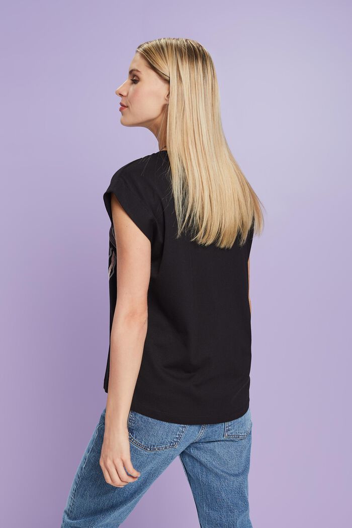 Sequin Print Sleeveless T-Shirt, BLACK, detail image number 2