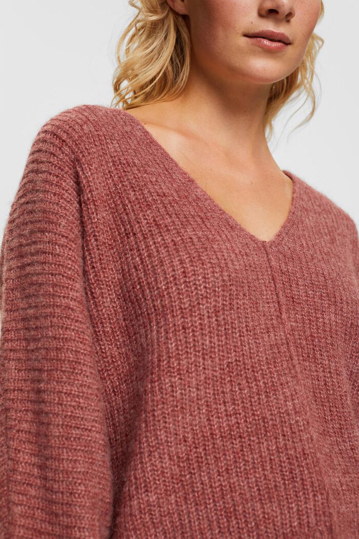Cropped wool blend jumper, TERRACOTTA, detail image number 0