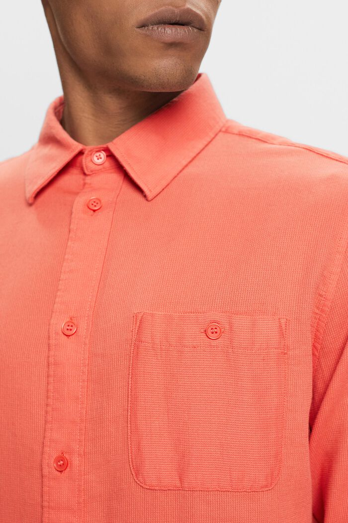 Textured slim fit shirt, 100% cotton, CORAL RED, detail image number 2
