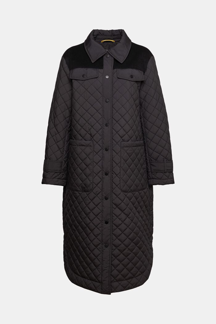 Long quilted coat, BLACK, detail image number 2