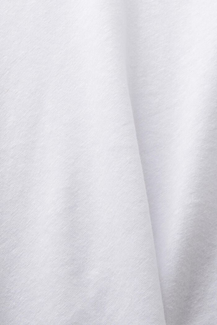 Cotton-Linen V-Neck T-Shirt, WHITE, detail image number 4