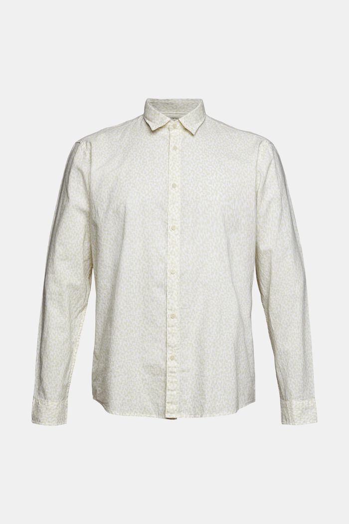 Shirt with a print in blended linen, WHITE, detail image number 6