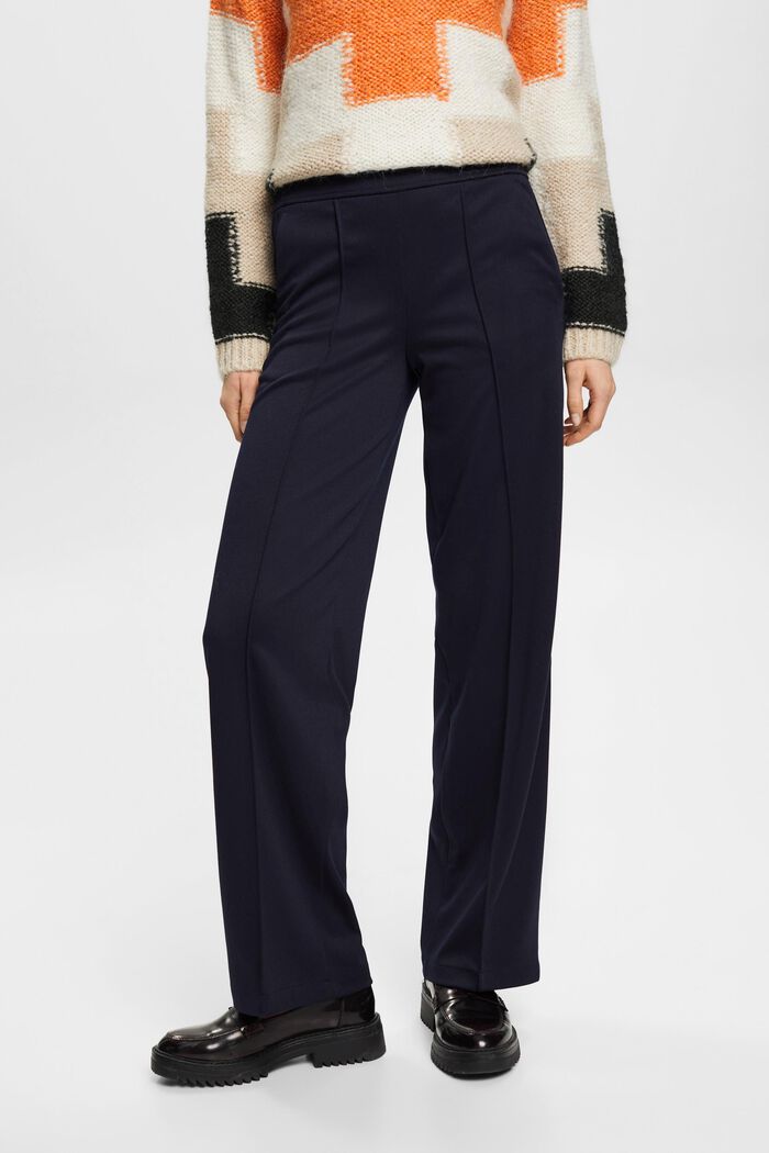 Wide-legged woven trousers, DARK BLUE, detail image number 0