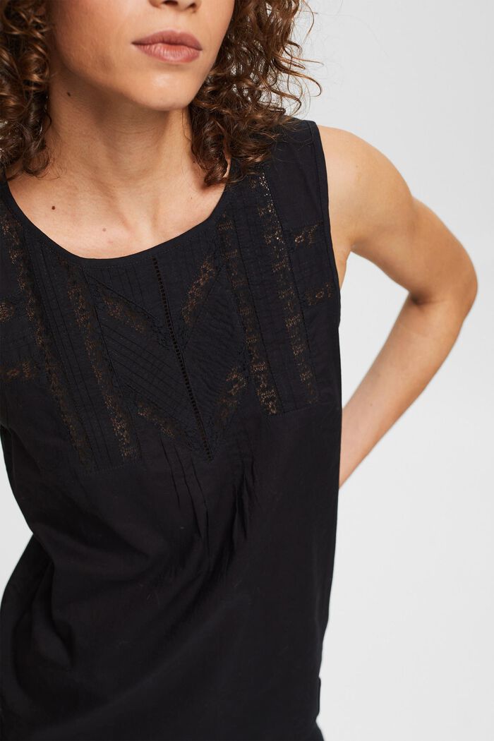 Top with broderie anglaise, BLACK, detail image number 2