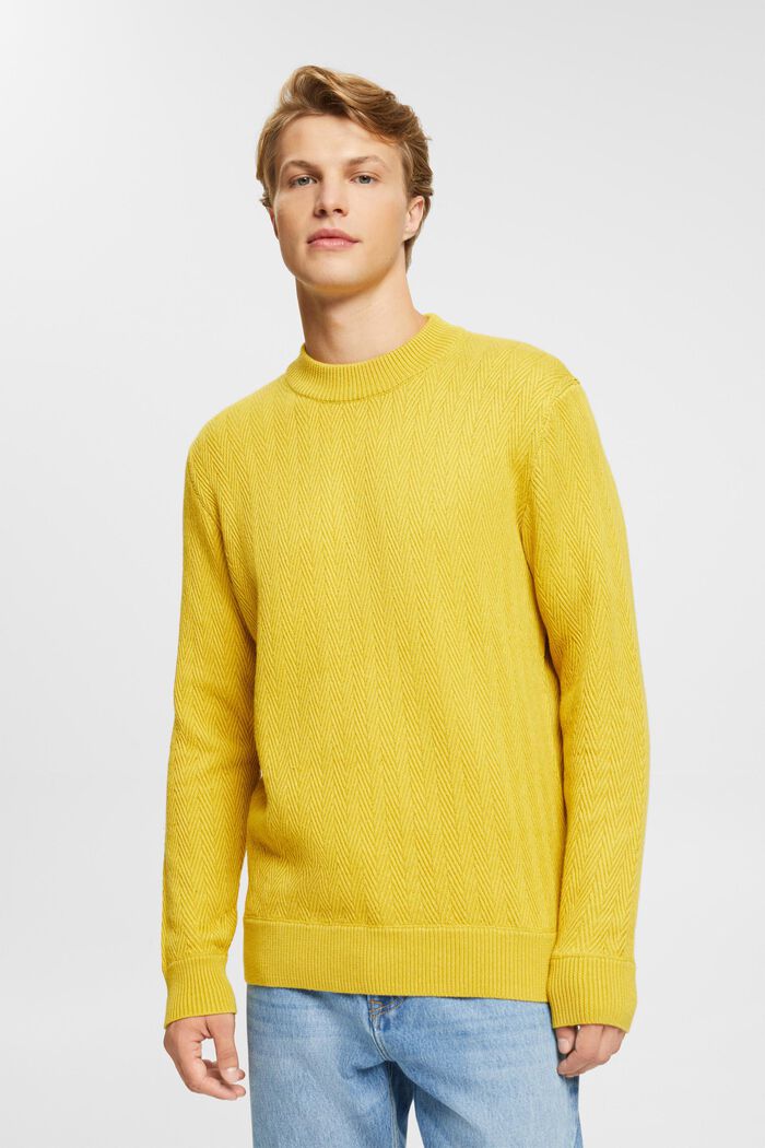 Jumper with herringbone pattern, DUSTY YELLOW, detail image number 1