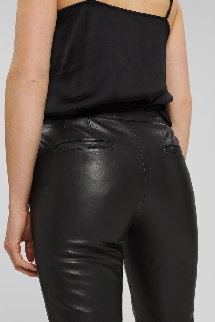 Made of leather: cropped trousers, BLACK, detail image number 5