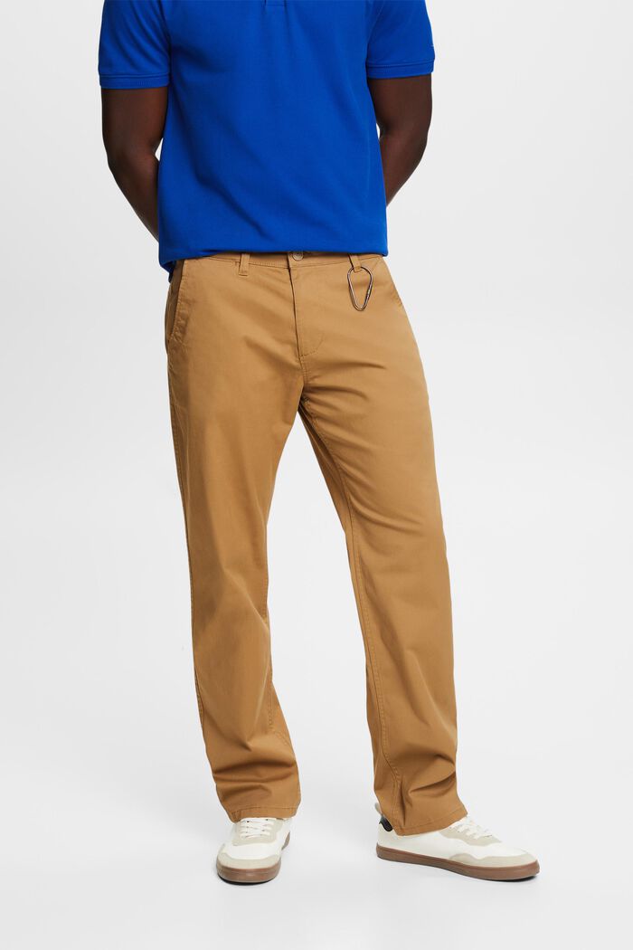 Straight chinos in organic cotton, CAMEL, detail image number 0
