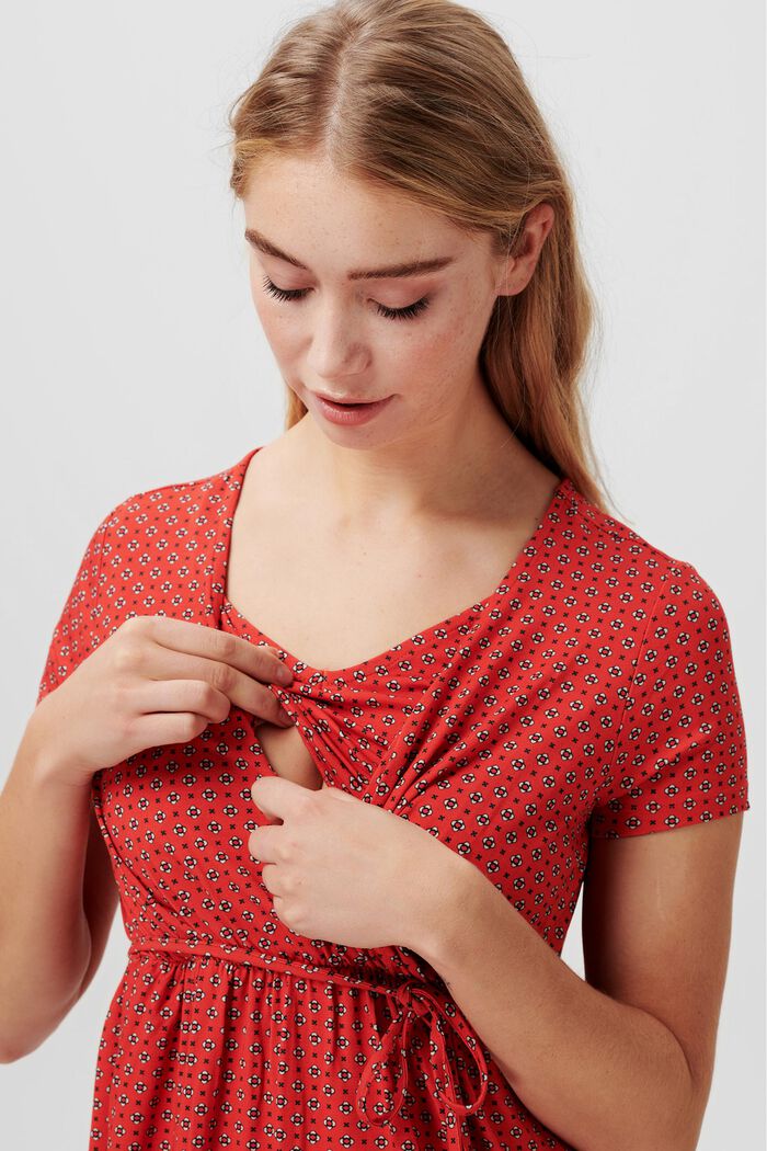Jersey dress with all-over print, FLAME RED, detail image number 2