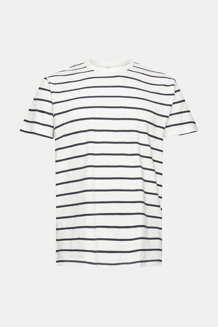 Striped textured jersey T-shirt, OFF WHITE, overview