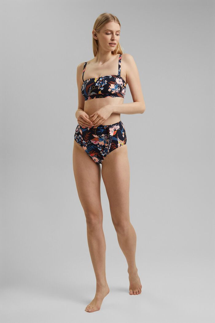 Recycled: padded bandeau top, NAVY, overview