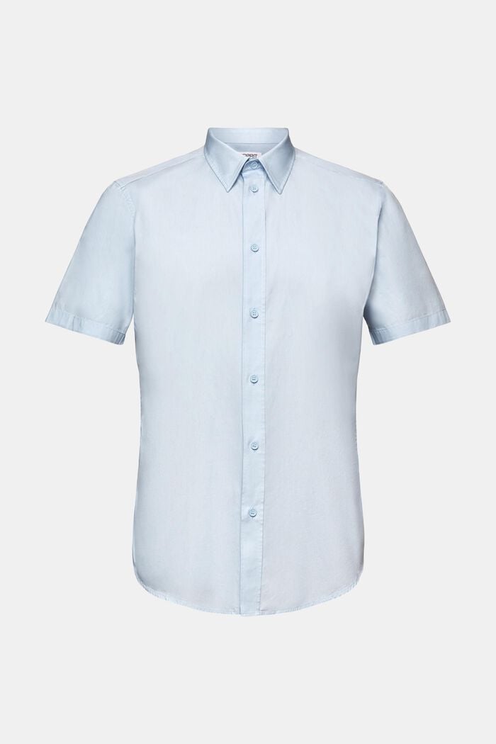 Cotton Poplin Short-Sleeve Shirt, LIGHT BLUE, detail image number 6
