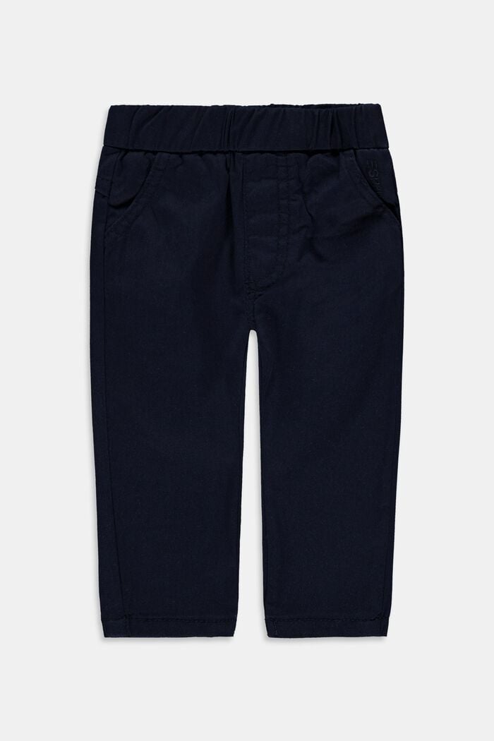 Stretch cotton trousers with an elasticated waistband, NAVY, detail image number 0
