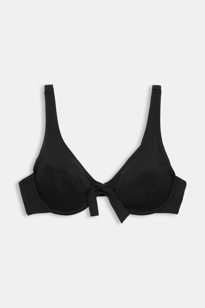 Textured bikini top with knot detail, BLACK, detail image number 4