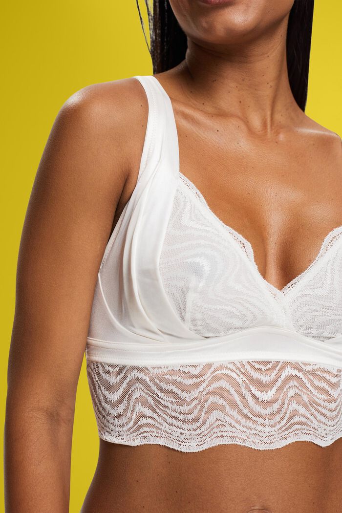 Wireless bra with wide lace trim, OFF WHITE, detail image number 1