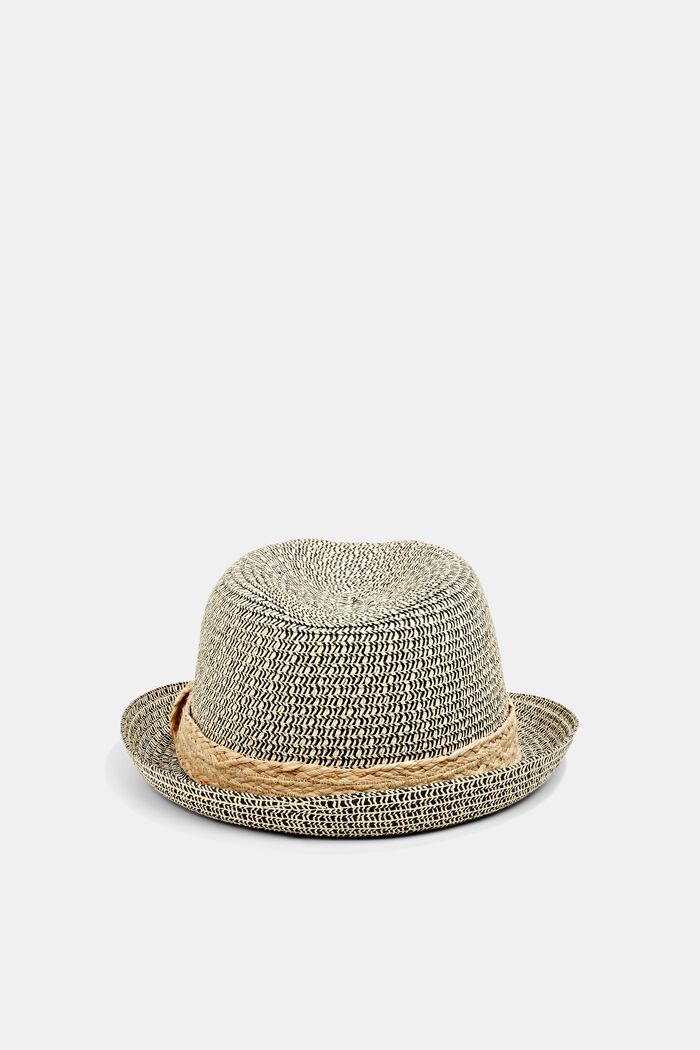 Mottled trilby hat with a straw band, BLACK, detail image number 0