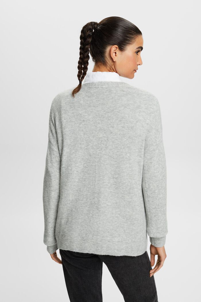 Wool Blend V-Neck Sweater, LIGHT GREY, detail image number 4