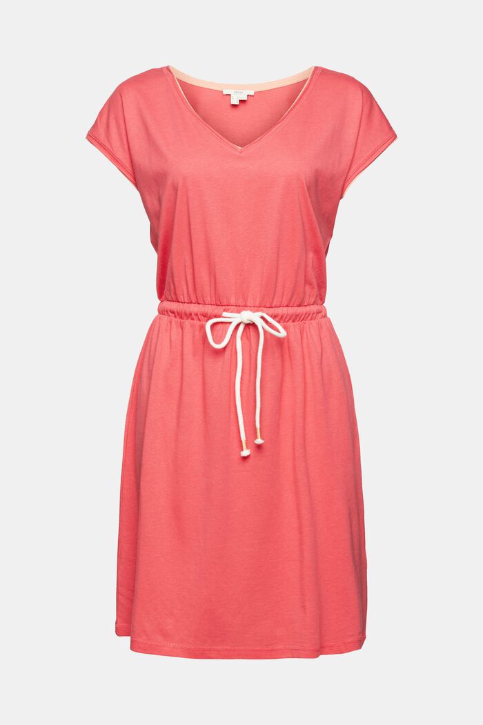 Containing TENCEL™: jersey dress with drawstring ties