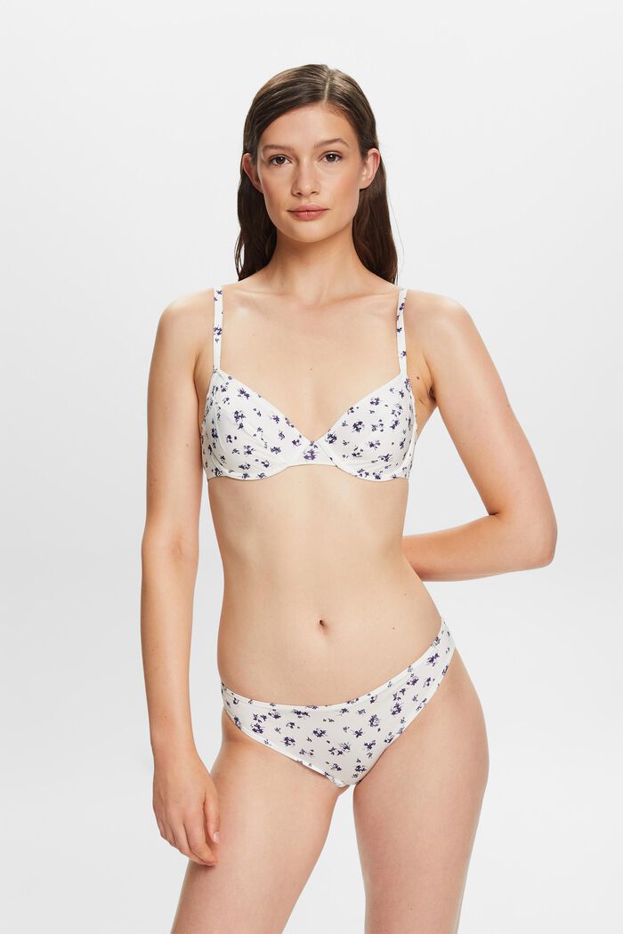 Underwired Printed Microfiber Bra, OFF WHITE, detail image number 0
