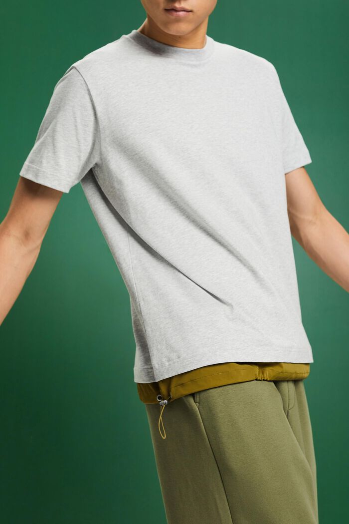 Drawstring Cotton Jersey T-Shirt, LIGHT GREY, detail image number 1
