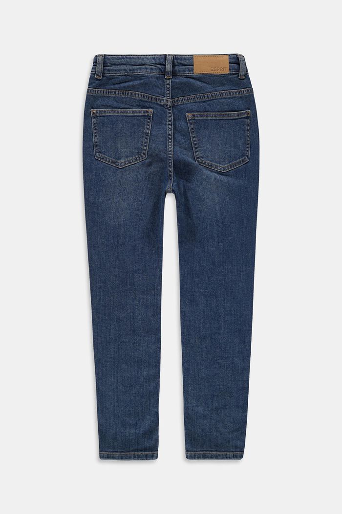 Mom jeans in cotton with adjustable waistband, BLUE MEDIUM WASHED, detail image number 1