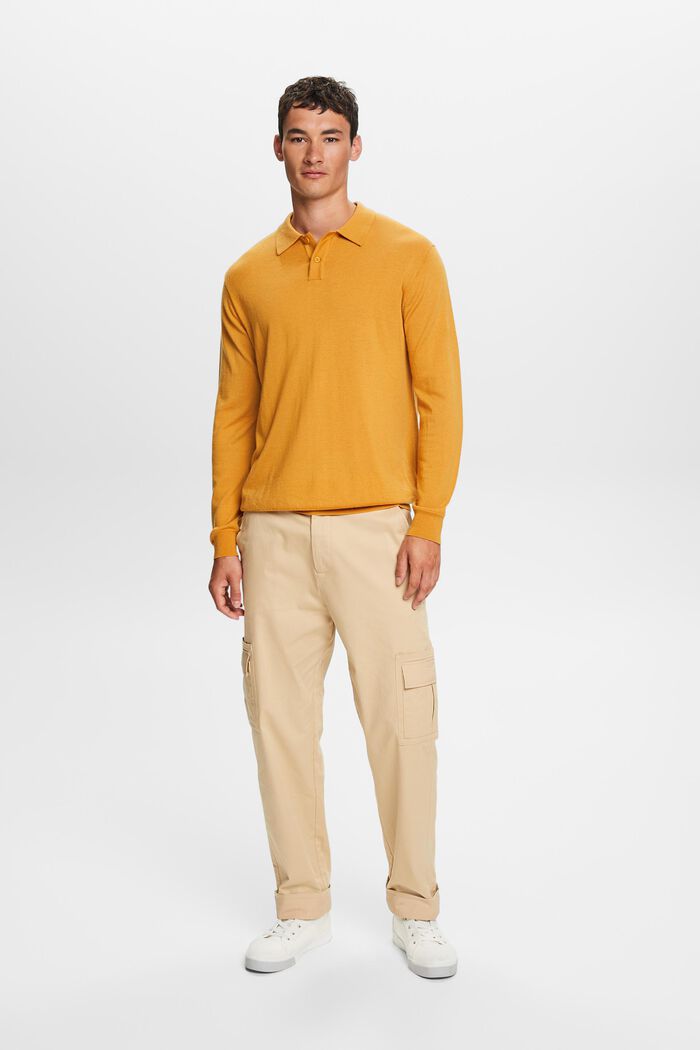 Wool Polo Sweater, HONEY YELLOW, detail image number 0