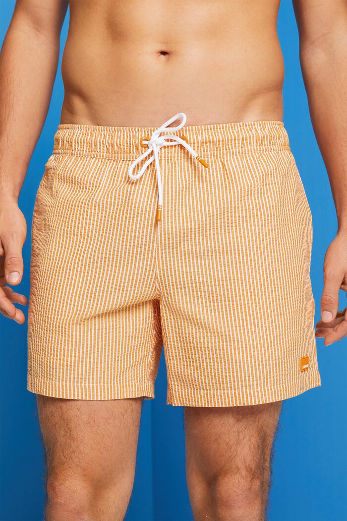 Textured swimming shorts with stripes, ORANGE, detail image number 2