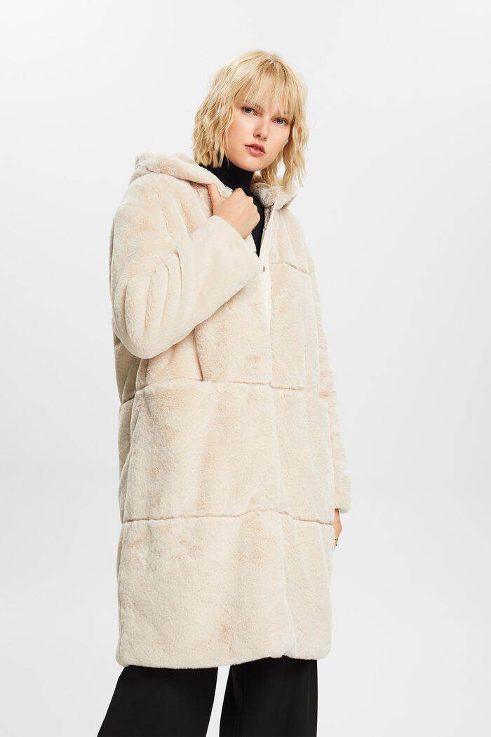 Hooded Faux Fur Coat, ICE, detail image number 0