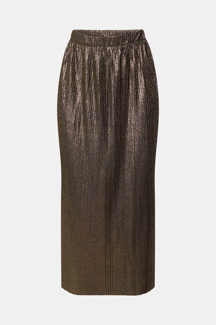 Pleated midi skirt with glitter effect, GOLD, detail image number 5