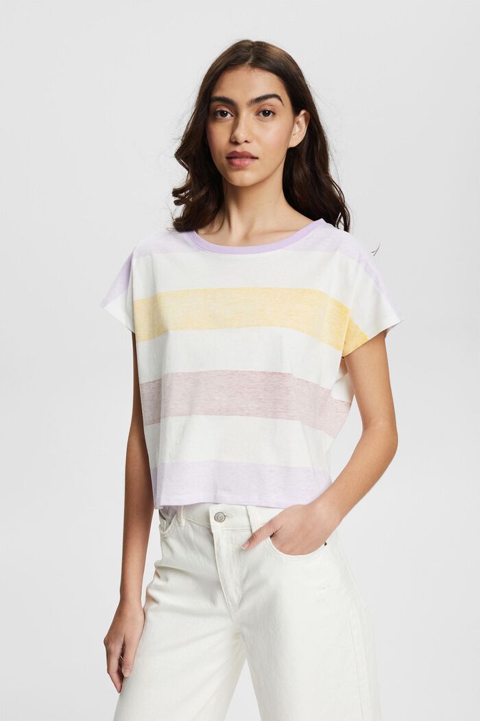 T-shirt with a faded striped pattern, LAVENDER, detail image number 0