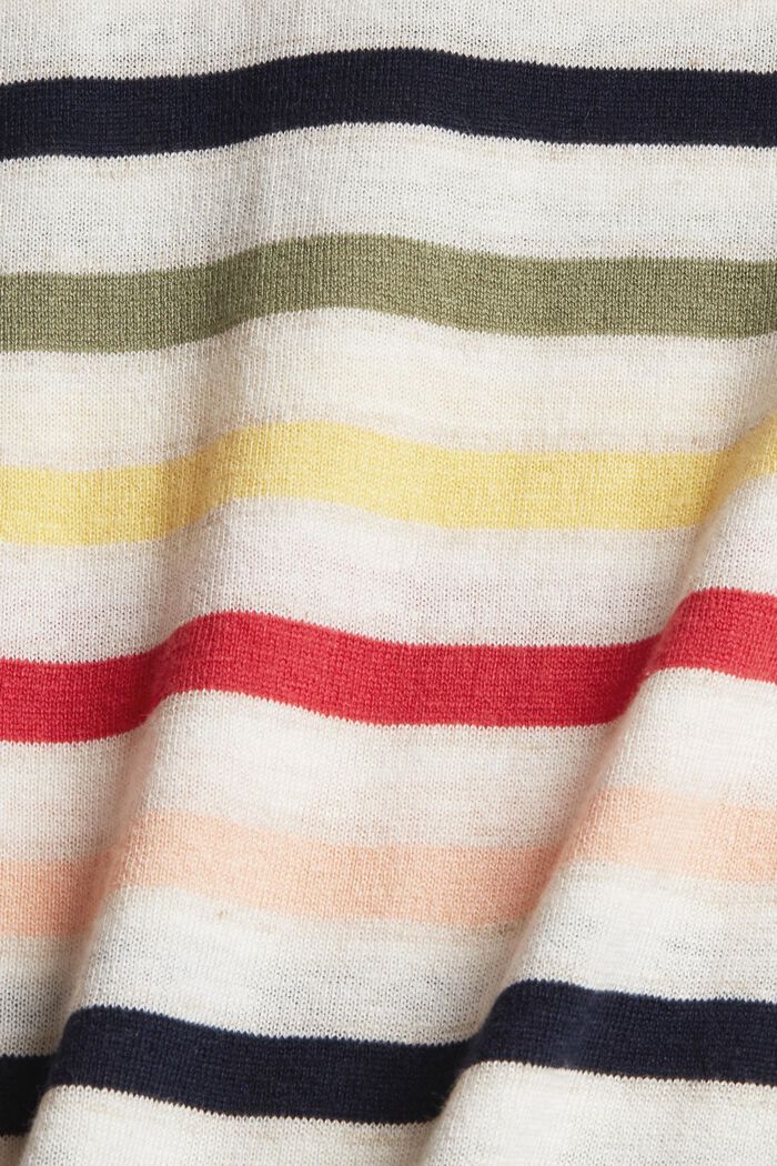 With linen: striped short sleeve jumper, OFF WHITE, detail image number 4