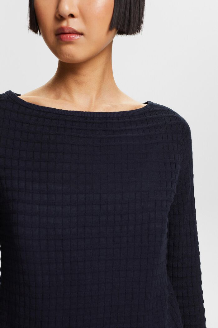 Structured Knit Sweater, NAVY, detail image number 3