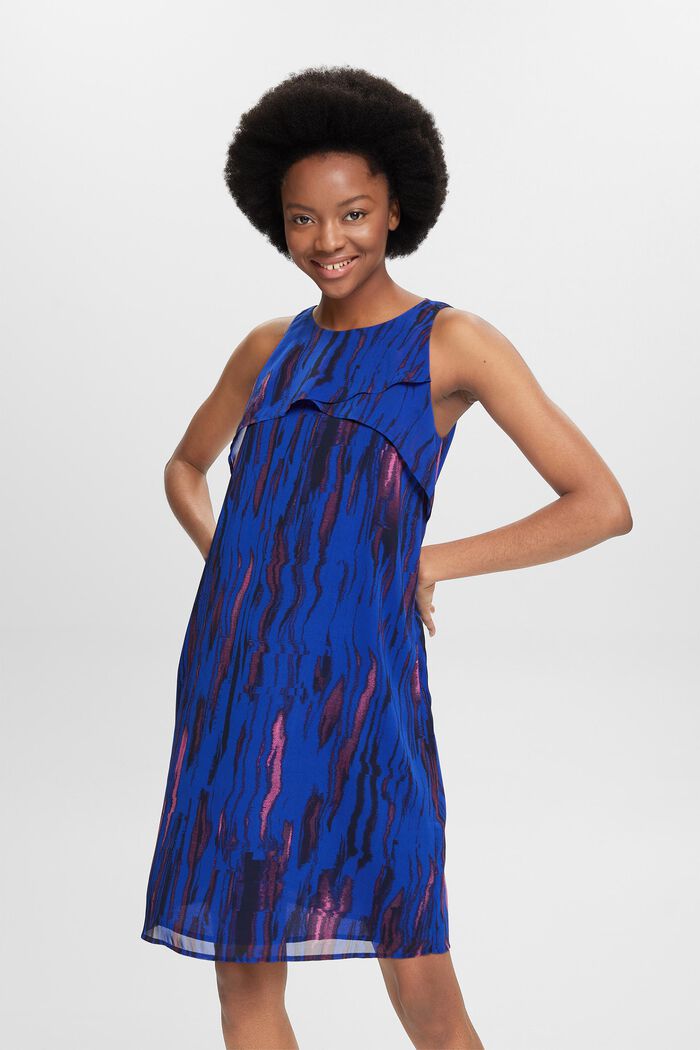 Printed Crêpe Chiffon Mini Dress, BRIGHT BLUE, detail image number 4