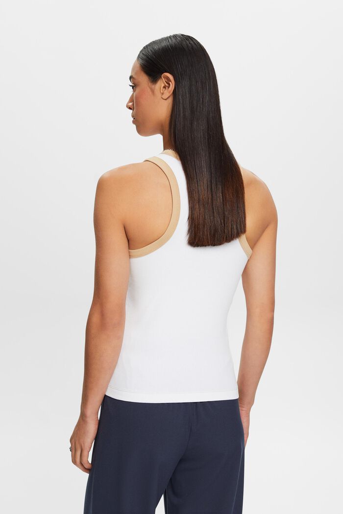 Ribbed jersey tank top, stretch cotton, WHITE, detail image number 3